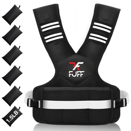 FUFF Adjustable Weighted Vest for Adult, 20-32lb Vest with 6 Ironsand Weights for Strength Training, Large Weight Vest with Reflective Strip for Men & Women | Amazon (US)