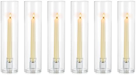 NUPTIO Candle Stick Candle Holder: Clear Glass Hurricane Candlestick Holders - Set of 6 Modern Ta... | Amazon (US)