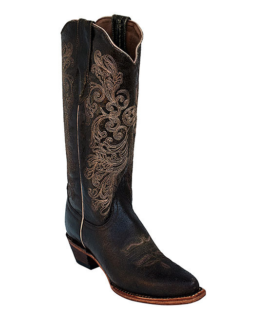 Ferrini Women's Western Boots Dark - Dark Chocolate Embroidered Southern Charm Leather Cowboy Boot - | Zulily