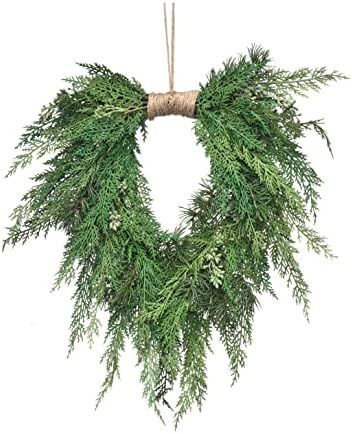 18 inch Artificial Cedar and Jute Front Door Wreath with Hand Tied Twig Base | Amazon (US)