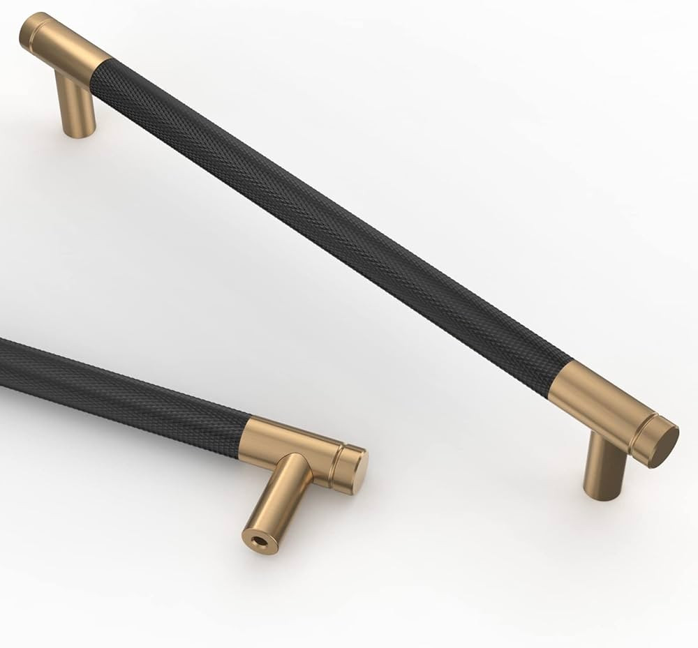 Asidrama 10 Pack 7.5 Inch(192mm) Matte Black and Champagne Bronze Cabinet Pulls Knurled Cabinet H... | Amazon (US)