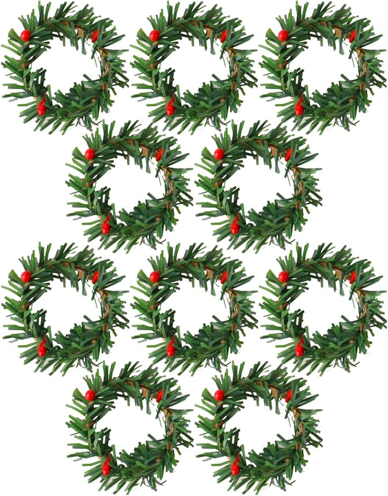 Mini Artificial Christmas Wreaths Ornaments, 10 pcs | Amazon (US)