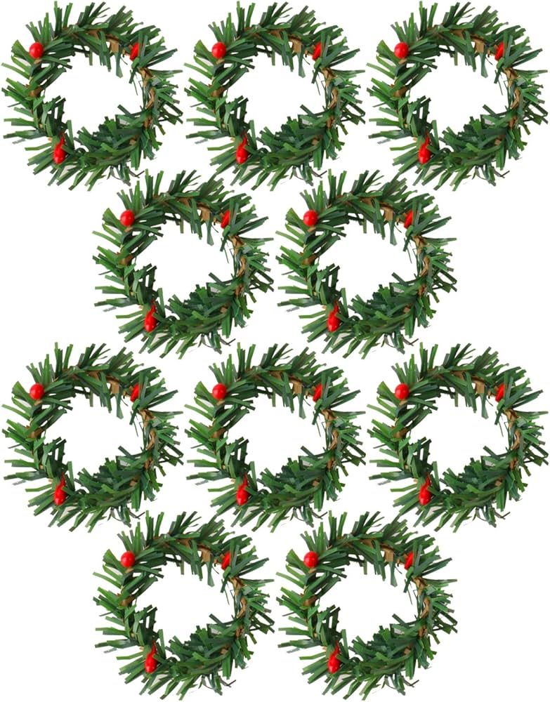 Mini Artificial Christmas Wreaths Ornaments, 10 pcs | Amazon (US)