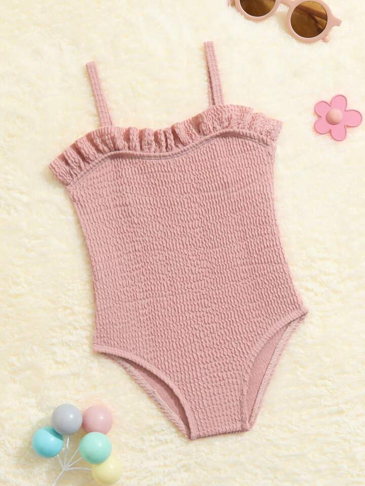 Baby Girl Ruffle Trim Cami One Piece Swimsuit | SHEIN