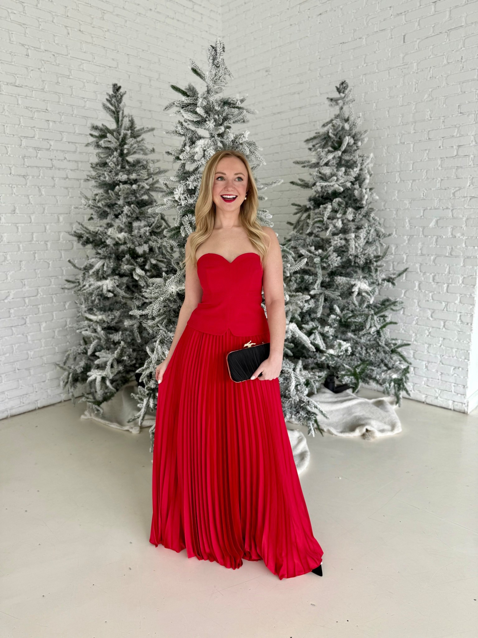 I adore the style of this dress; the pleated skirt and vest top is so stunning! I will say that I have a VERY short torso, so the vest top feels a *tad* long on me! Wearing a 0 

#LTKSeasonal #LTKHoliday #LTKgrwm