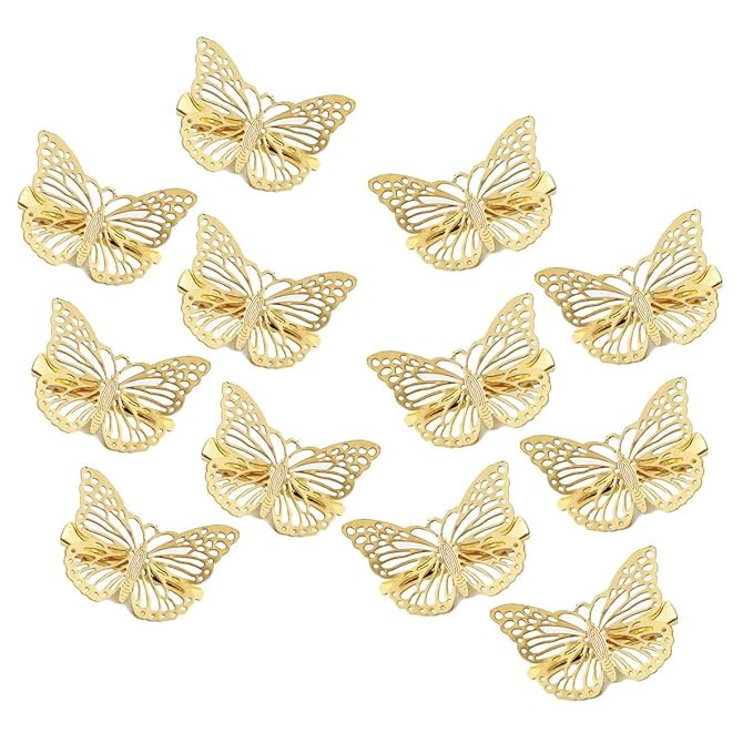 OBTANIM Butterfly Hair Clips, 12 Pcs Cute Golden Metal Butterfly Hair Claw Pins Barrettes Accesso... | Amazon (US)