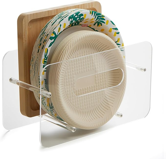 Disposable Paper Plate Dispenser for 7-12 Inch,Clear Acrylic,Round/Square Plastic, Foam & Paper S... | Amazon (US)