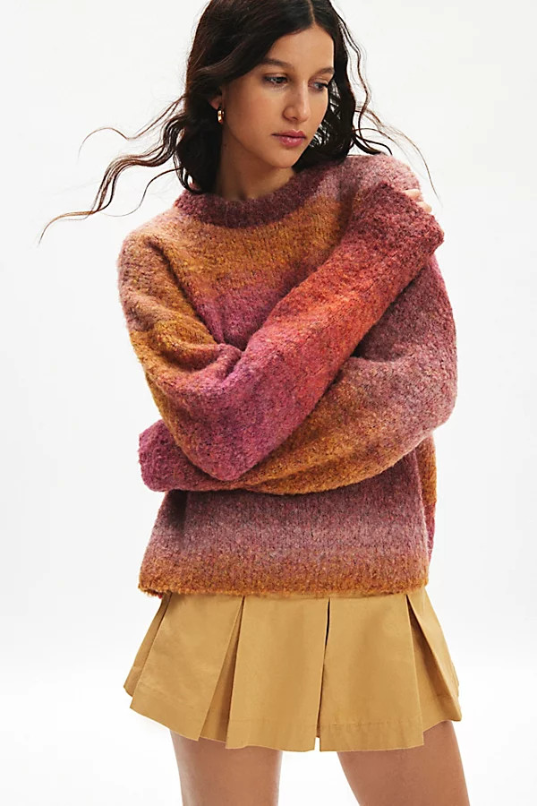 Urban Outfitters UO Gibson Spacedye Crew Neck Pullover Sweater in Pink, Women's at Urban Outfitters | Urban Outfitters (US and RoW)