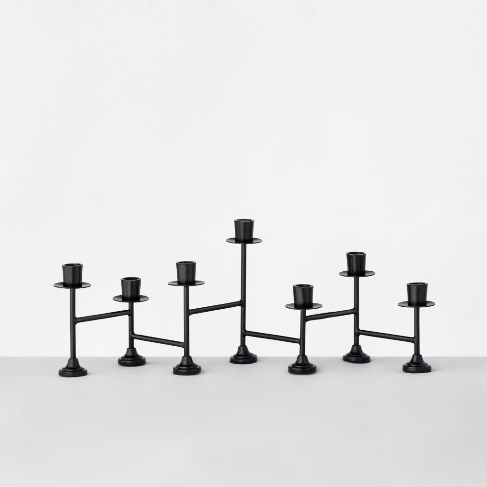 Black Metal Tabletop Candelabra 7ct Taper - Hearth & Hand with Magnolia | Target