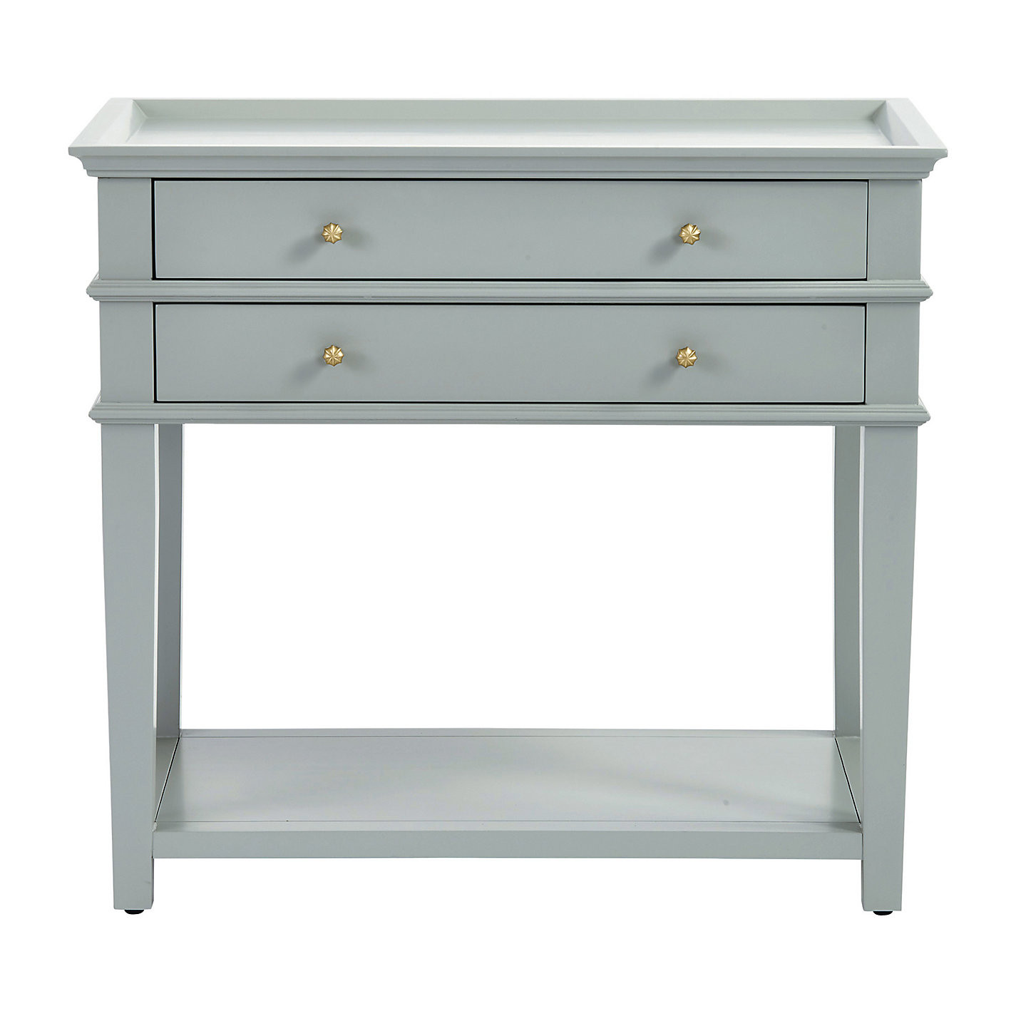 Grace Open 2 Drawer Nightstand with Antique Gold Knobs & Recessed Top | Ballard Designs, Inc.