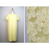 1960S Mod Yellow Lace Dress Hand-Beaded, Vintage | Etsy (US)