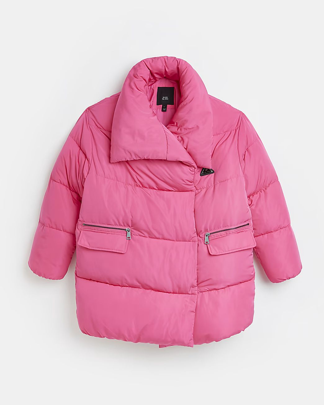 Pink oversized puffer coat | River Island (US)