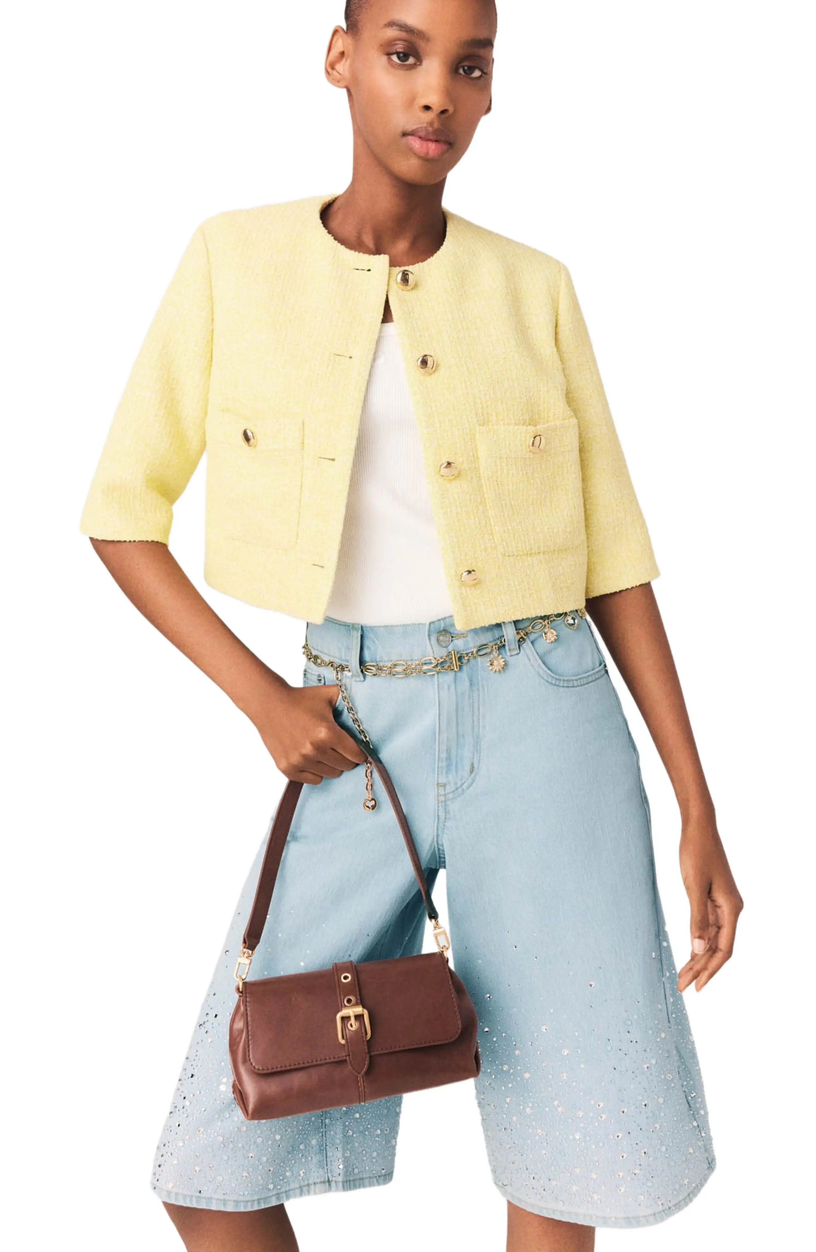 maje Short-sleeved tweed jacket (Women) | Nordstrom | Nordstrom