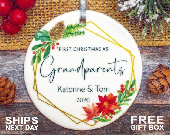 Personalized First Christmas As Grandparents Ornament - Custom First Christmas as Grandparents Ke... | Etsy (US)