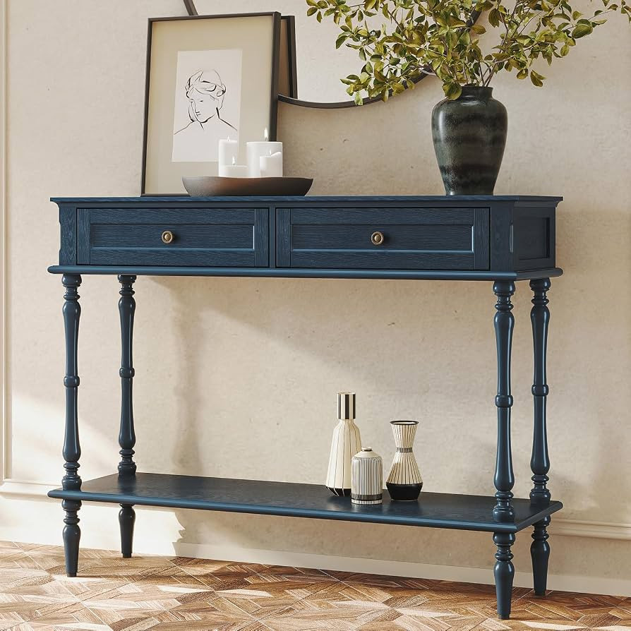 ARTPOWER Console Table for Entryway with 2 Drawers-Minimal Assembly,Blue Retro Entryway Table wit... | Amazon (US)