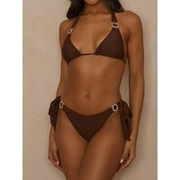 Moda Minx Amour Tie Side Full Bum Bikini Bottom In Brown | Very (UK)
