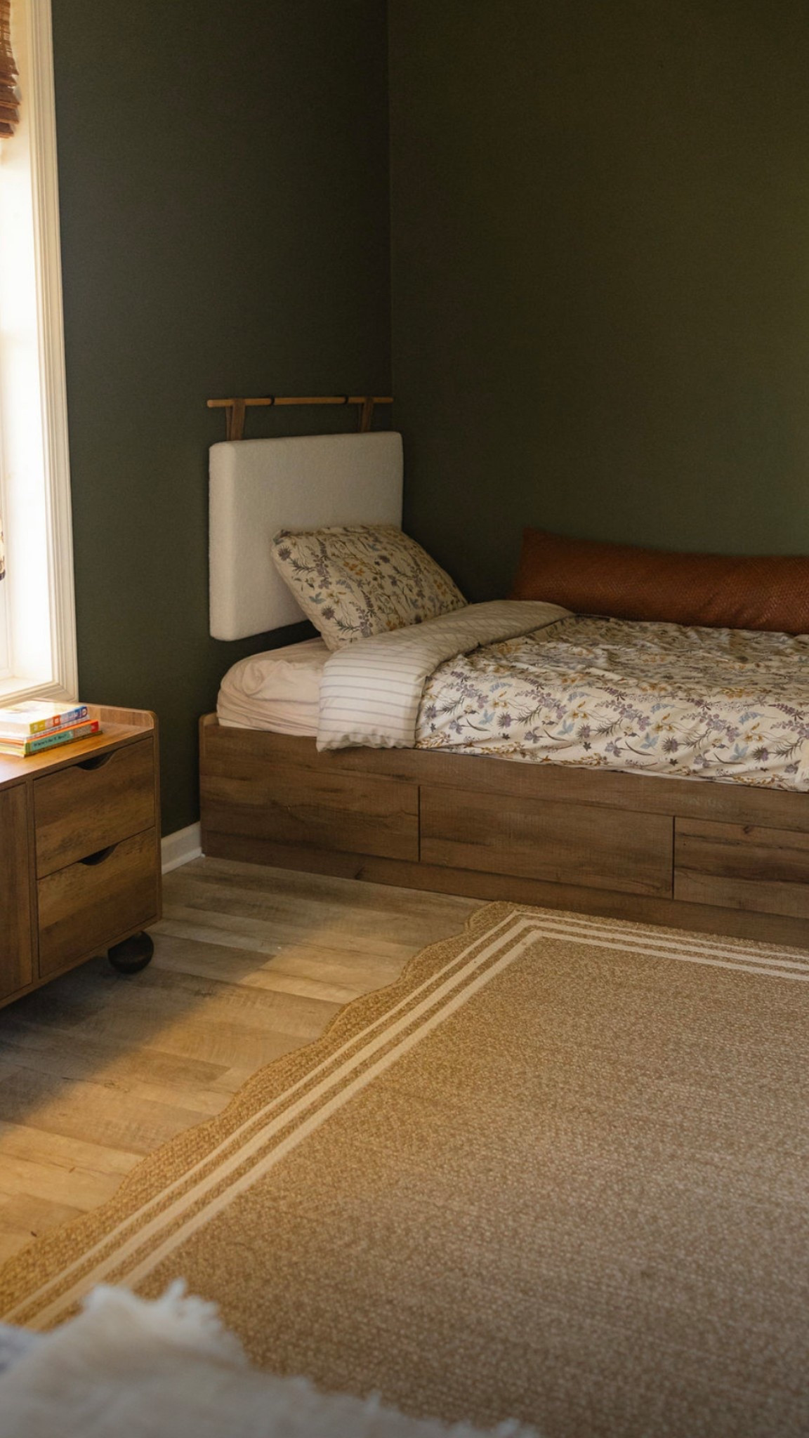 Twin bed with DIY boucle headboard 

#LTKKids #LTKHome