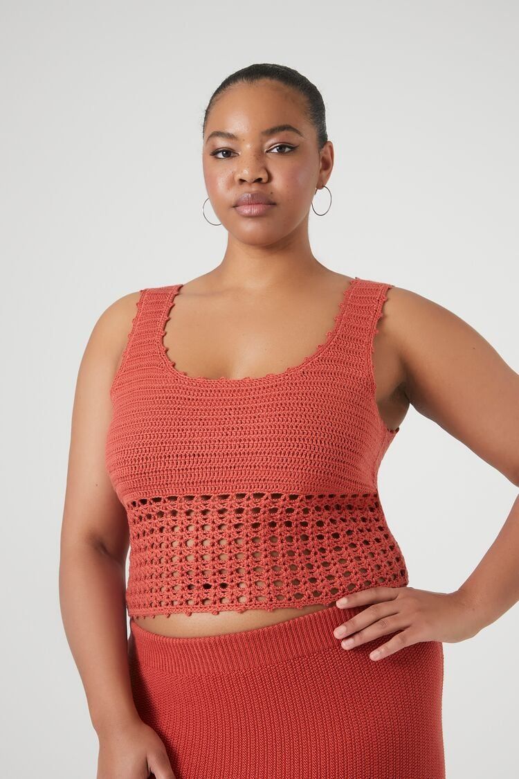 Plus Size Sweater-Knit Crochet Tank Top | Forever 21