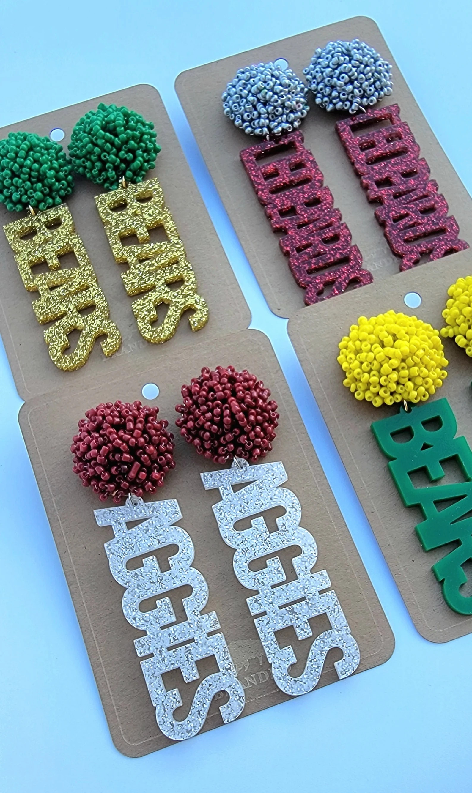 Personalized Custom Game Day Earrings-High School-College-Football-Team Name-Spirit Wear Gear-Bir... | Etsy (US)