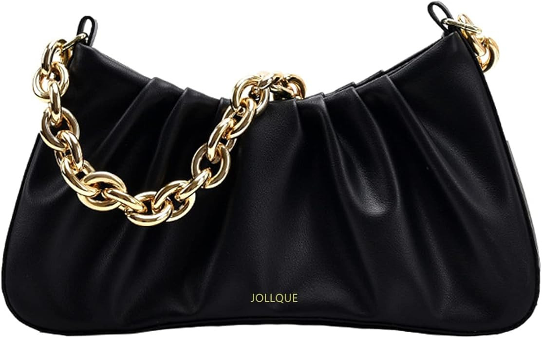 JOLLQUE Shoulder Bag for Women,Small Leather Dumpling Bags Handbag Purse,Gold Chain Evening Clutc... | Amazon (US)