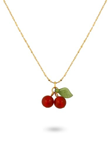 OJERRY Kawaii Cute Simple Dainty Cherry Fruit Pendant Stainless Steel Cable Chain Daughter Neckalces Cool Jewelry Gifts for Women Trendy | Amazon (US)