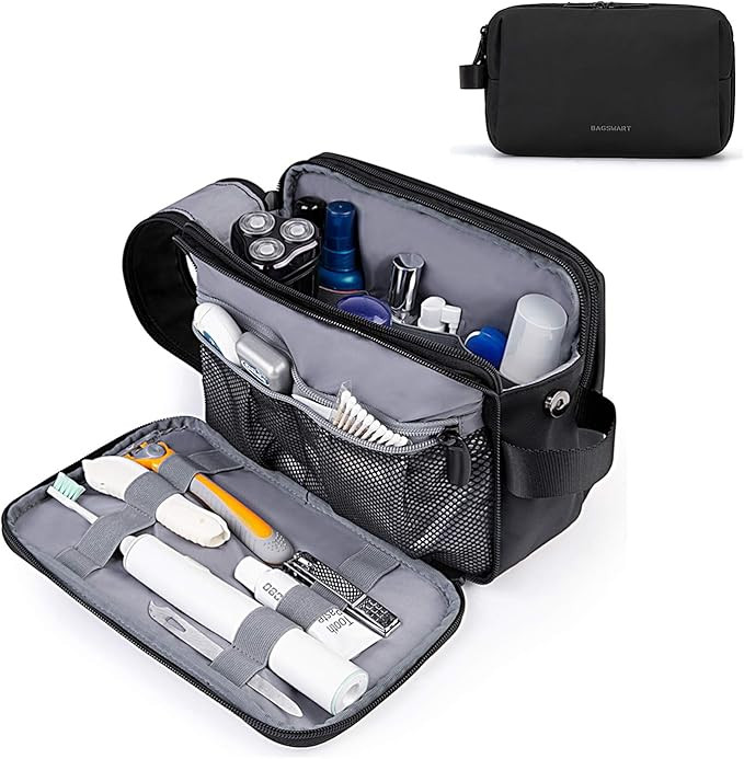 Toiletry Bag for Men, BAGSMART Travel Toiletry Organizer Dopp Kit Water-resistant Shaving Bag for... | Amazon (US)