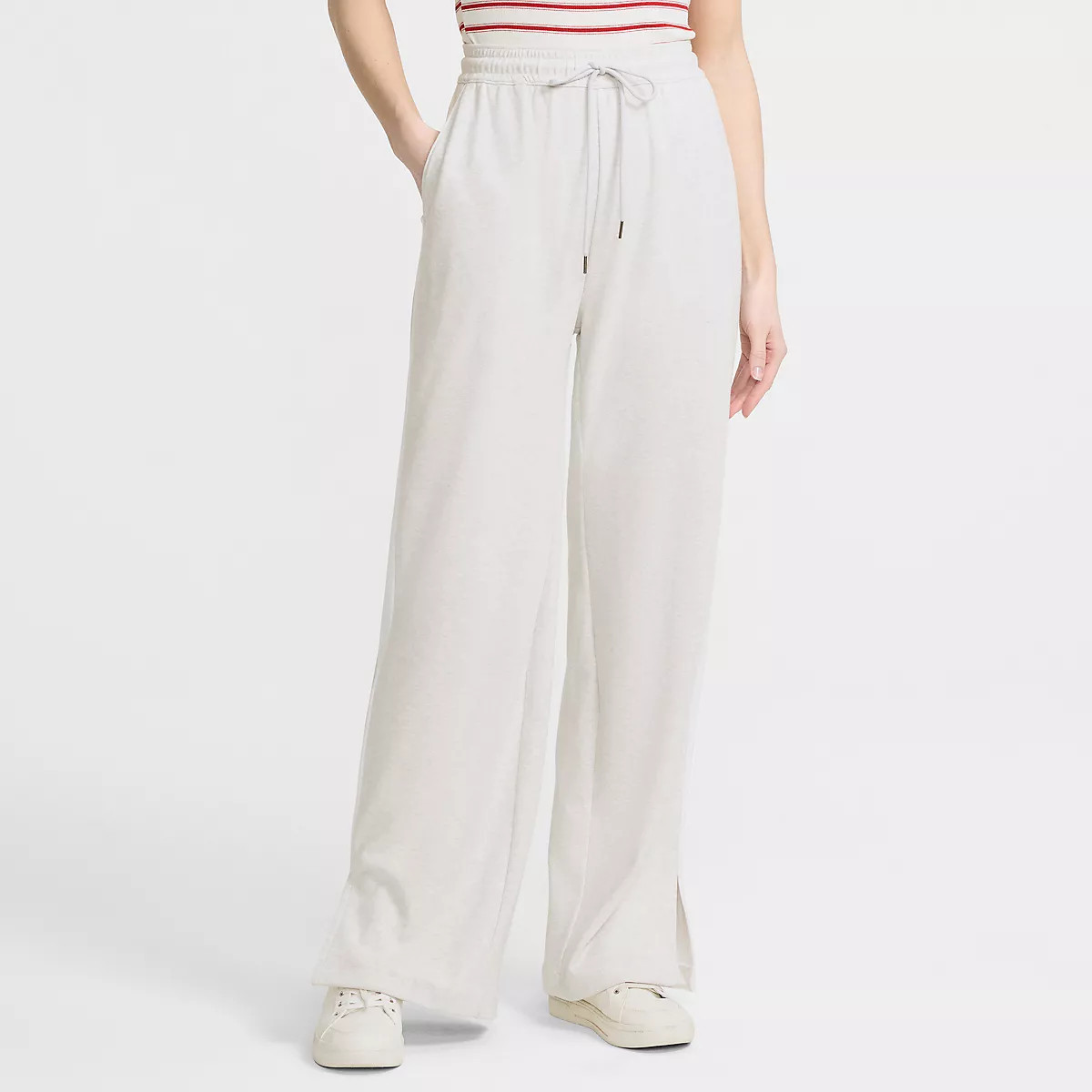 Women's Tall Sport Knit High Rise Relaxed Straight Leg Side Stripe Pants | Lands' End (US)
