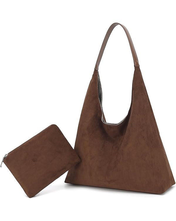 Suede Tote Bag for Women, Super Soft Slouchy Hobo Bags, Large Capacity Work Handbags, Vintage Bro... | Amazon (US)