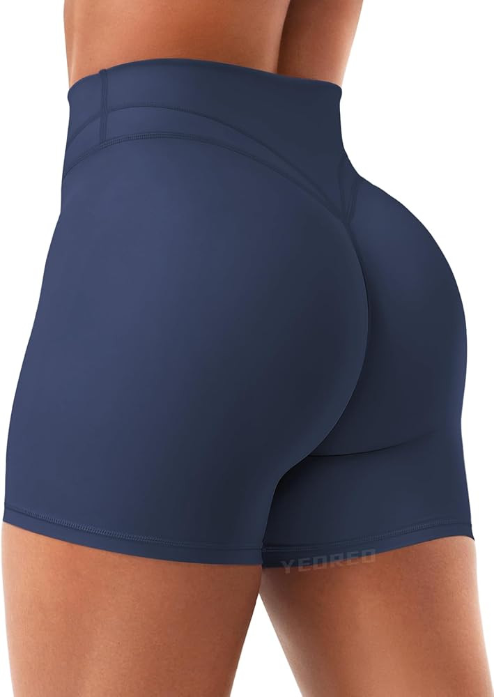 YEOREO Women Workout Yoga Shorts 4.5" No Front Seam Hidden Scrunch Almiy High Rise Buttery Biker ... | Amazon (US)