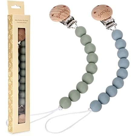 Pacifier Clip for Baby, BPA Free Silicone Teething Beads Toys fits Most Pacifier Styles, Handmade (S | Amazon (US)