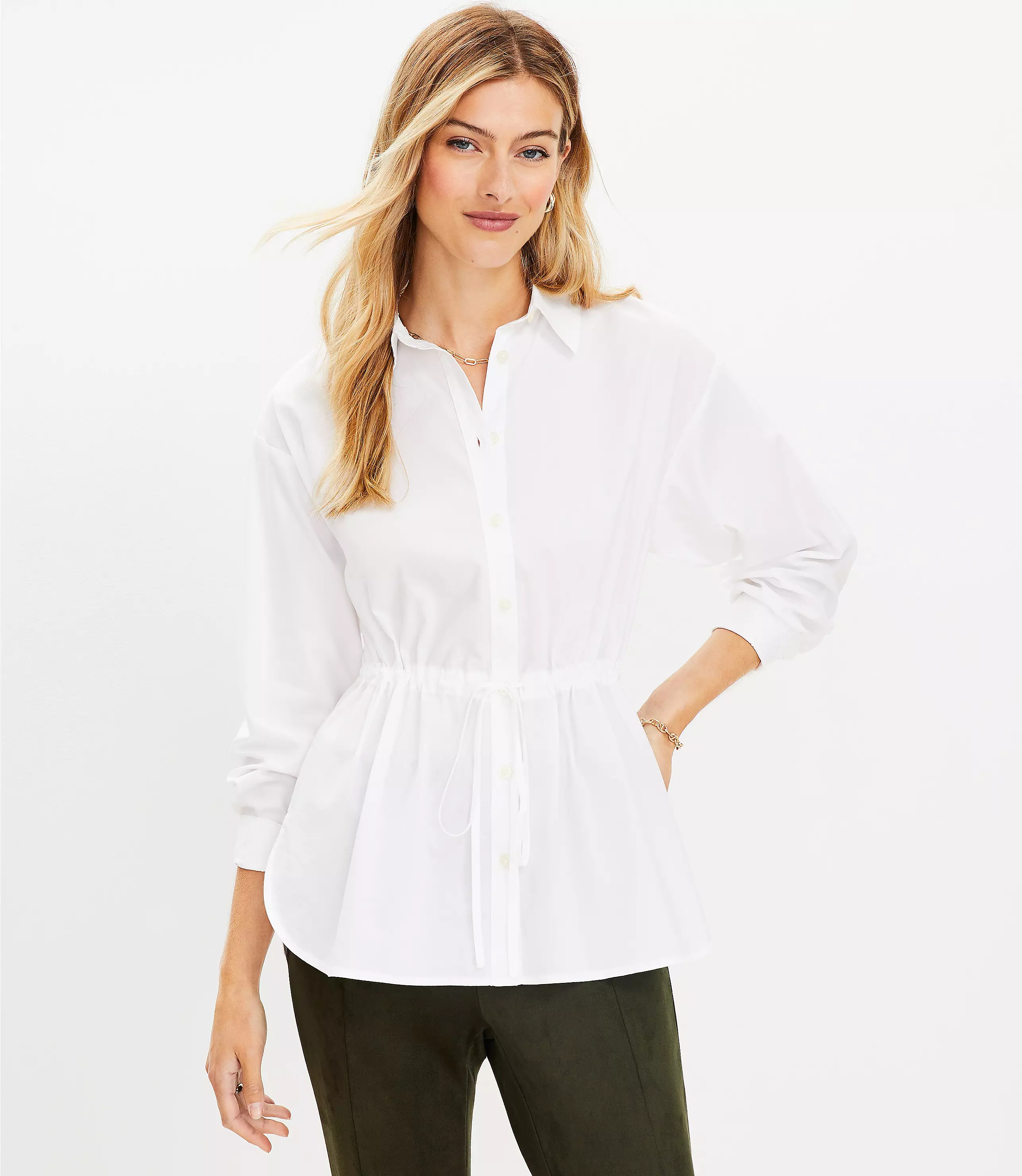 Drawstring Tunic Shirt | LOFT