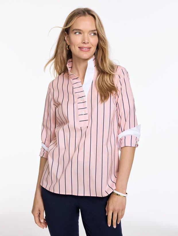 Non-Iron Popover - Breezy Stripe | Talbots