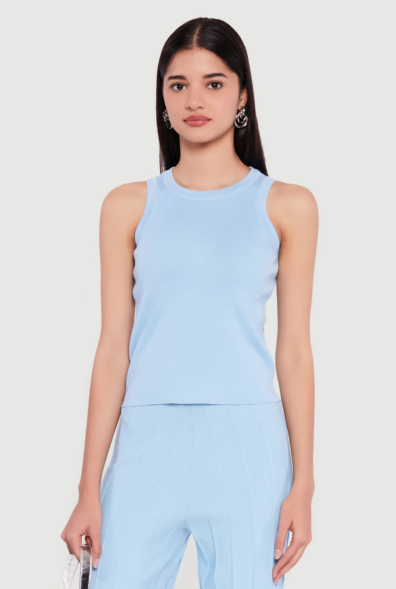 Solid Crew Neck Tank Top | Rainbow Shops