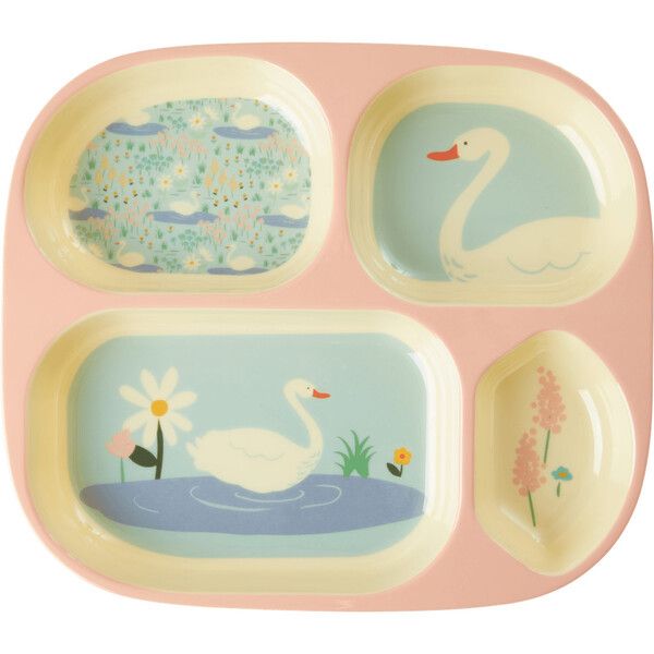 Melamine Kids 4 Room Plate, Swan | Maisonette