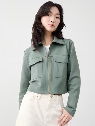 Knit Twill Cropped Jacket | Banana Republic Factory