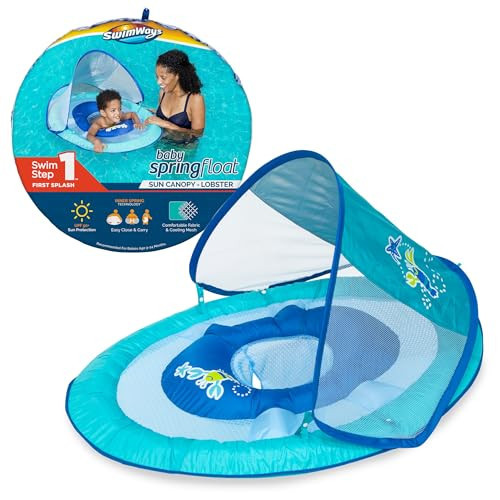 SwimWays Baby Spring Float with Adjustable Canopy and UPF Sun Protection, Blue Lobster | Amazon (US)