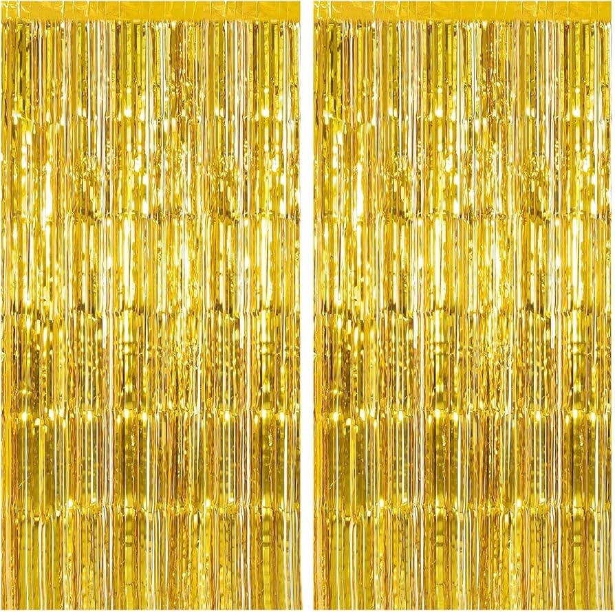 2 Pack Gold Backdrop Birthday Decorations Foil Curtain Backdrop Gold Streamers Dance Party Decora... | Amazon (US)