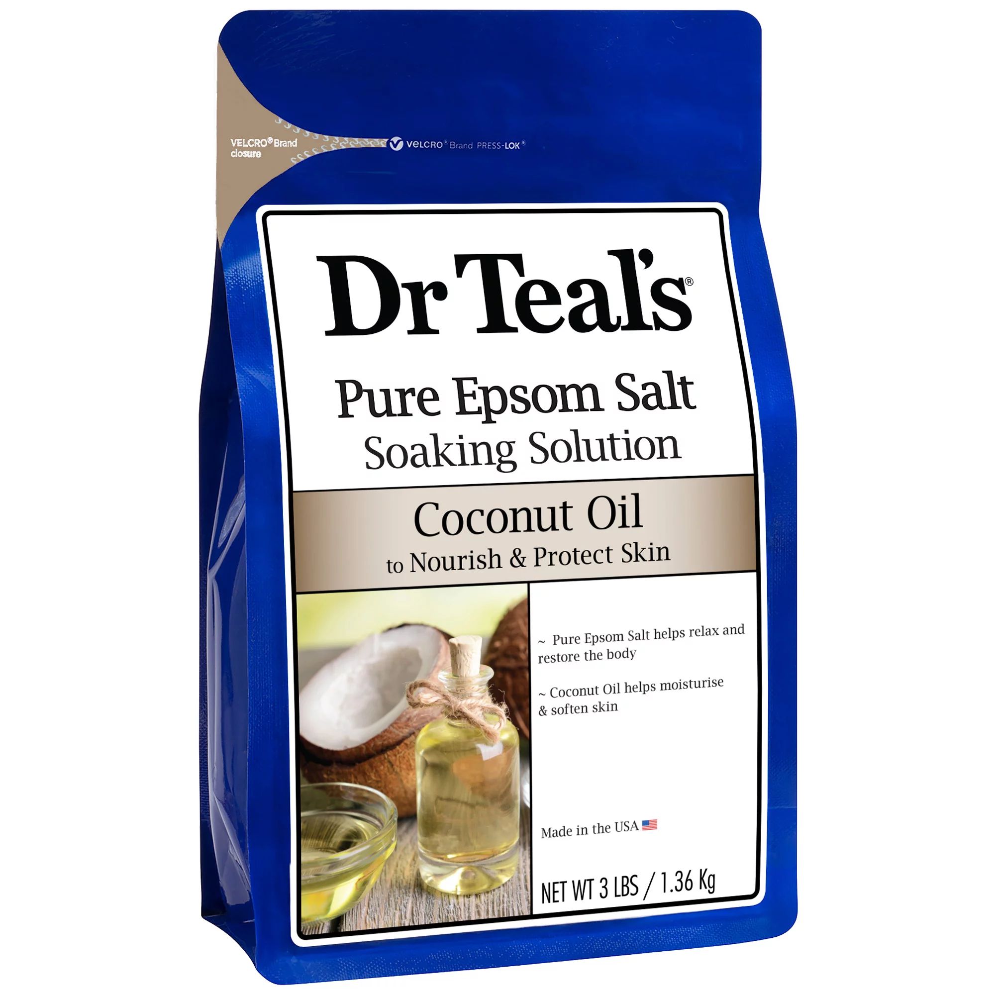 Dr Teal's Pure Epsom Salt Soaking Solution, Nourish & Protect With Coconut Oil, 3 Lb - Walmart.co... | Walmart (US)