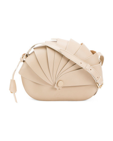 Made In Italy Leather Tulip Flap Over Satchel | TJ Maxx