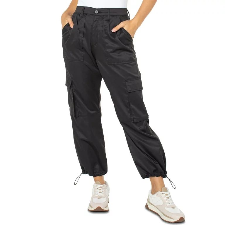 Celebrity Pink Women's Satin Parachute Pants, Sizes XS-3X | Walmart (US)