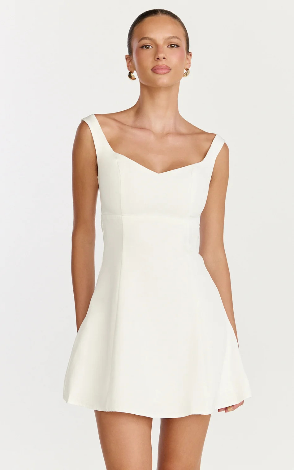 Off The Shoulder A Line Dress in White | Showpo (US, UK & Europe)