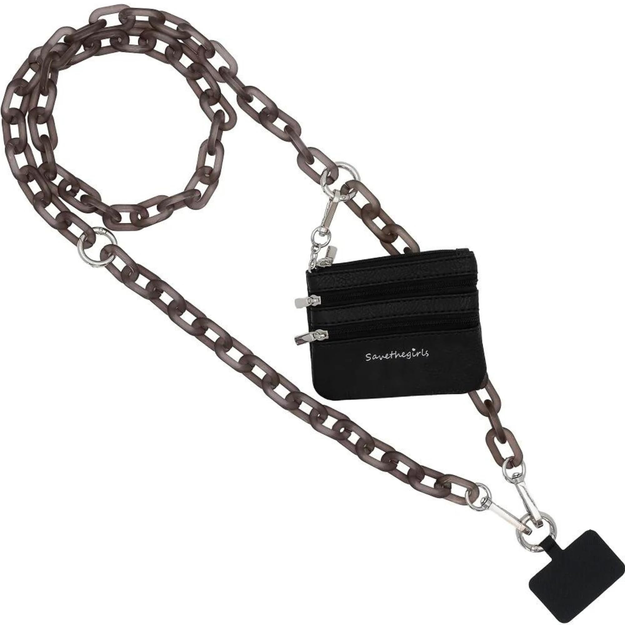Clip and Go Phone Chain with Pouch (Black - Black Pouch) – Stylish Phone Lanyard Crossbody with... | Amazon (US)