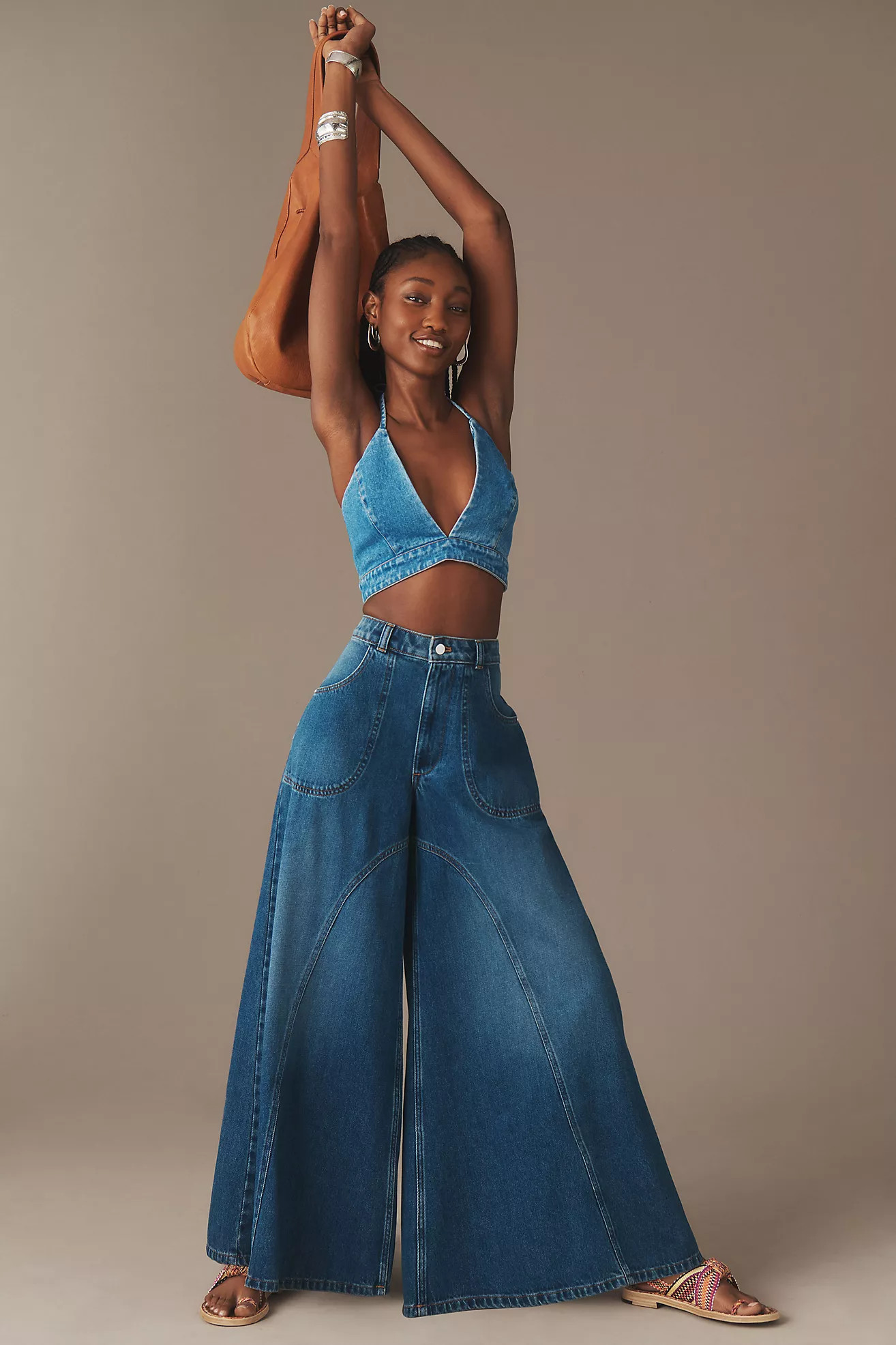 Pilcro Godet Palazzo Mid-Rise Wide-Leg Jeans | Anthropologie (US)