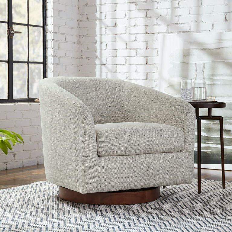 CHITA Swivel Accent Chair Fabric, Round Barrel Arm Chair Living Room, Ivory White - Walmart.com | Walmart (US)