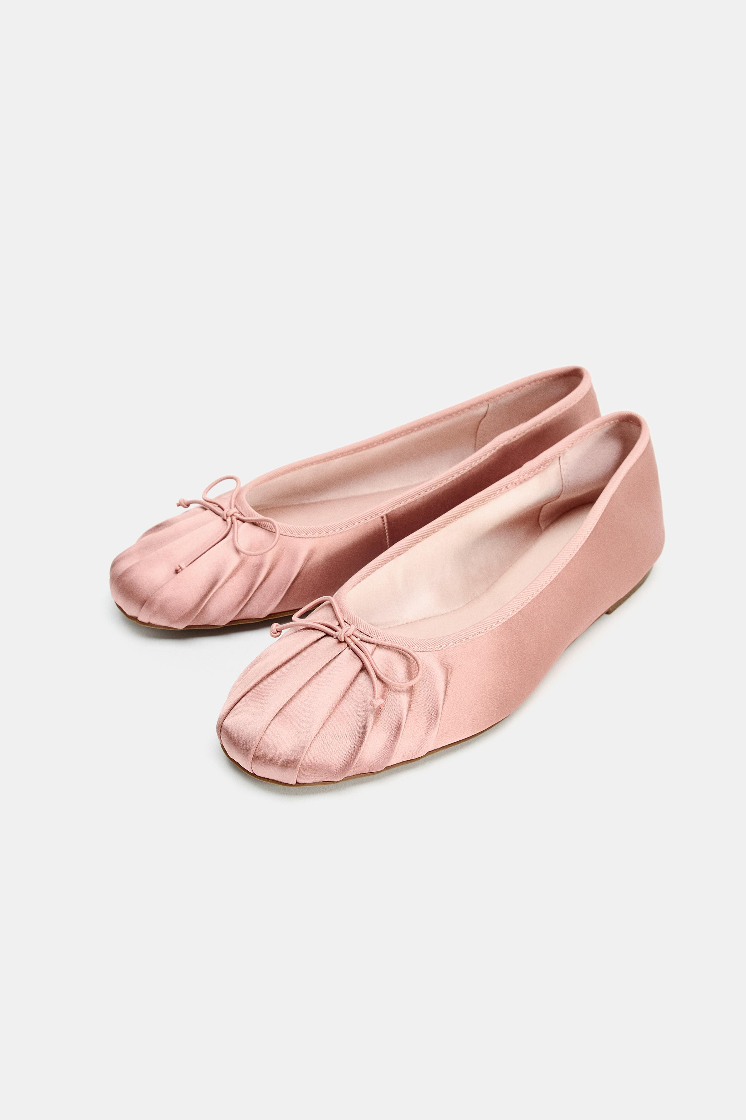 SATIN BOW BALLET FLATS | Zara US