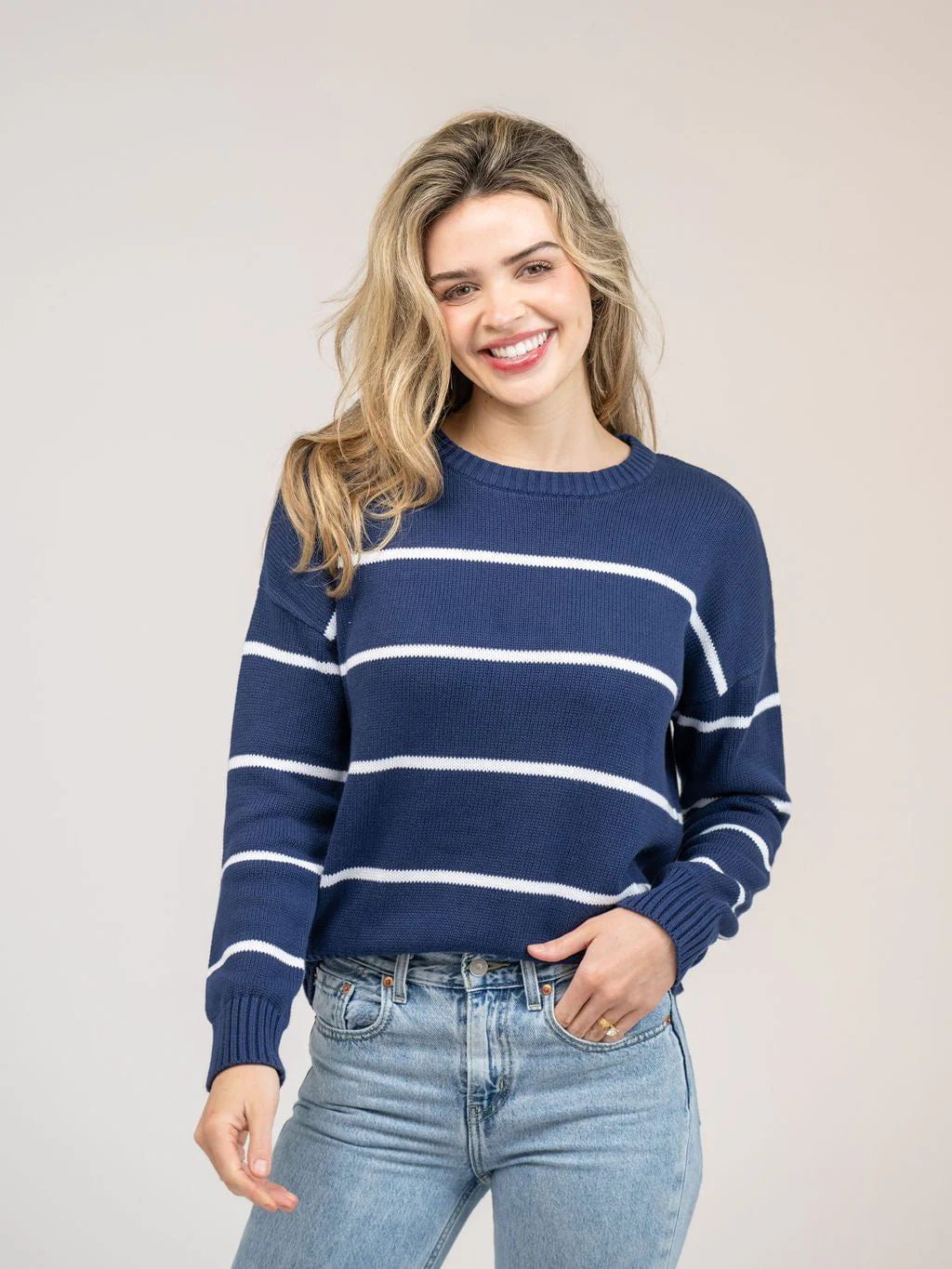 Striped Sweater in Navy | Beau & Ro