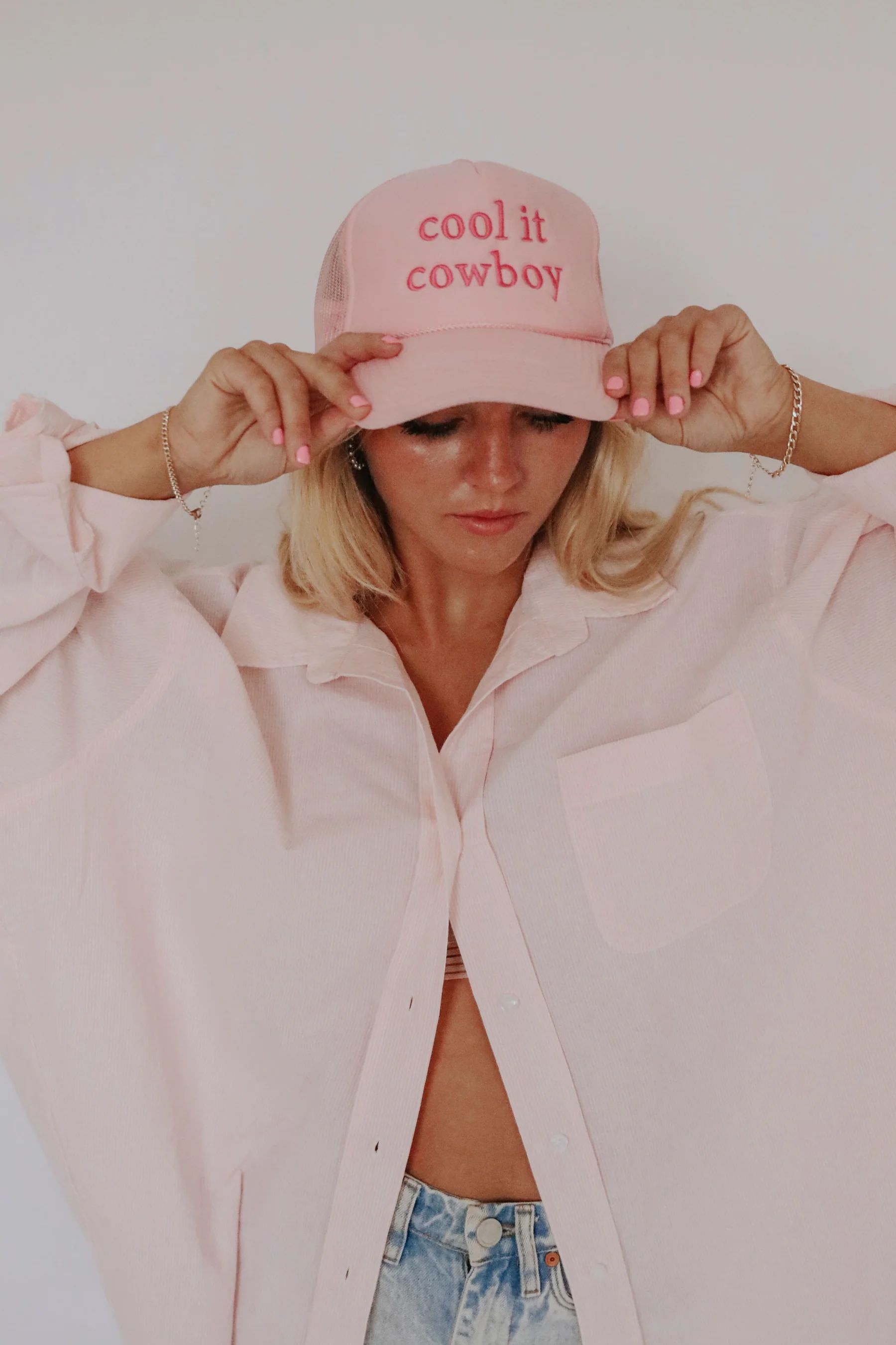 charlie southern: cool it cowboy trucker hat - pink | RIFFRAFF