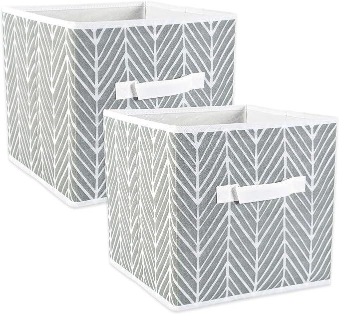 DII Non Woven Storage Collection Polyester Herringbone Bin, Small Set of 2, Gray, 2 Piece | Amazon (US)