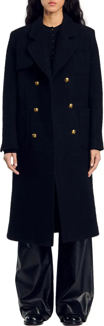 SANDRO Long double-breasted coat | Nordstrom | Nordstrom