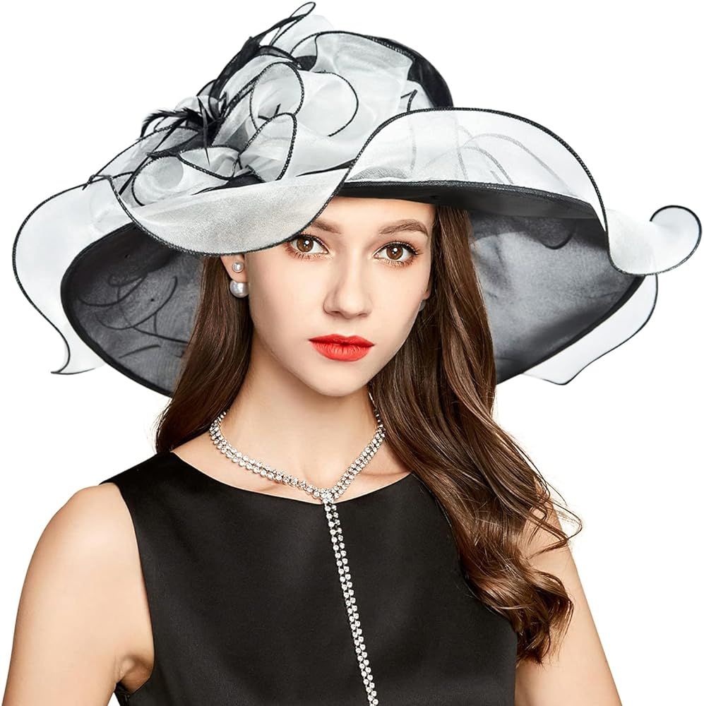 2024 Kentucky Derby Hat for Women Ladies Girls, Organza Fascinator Easter Tea Party Bridal Church... | Amazon (US)